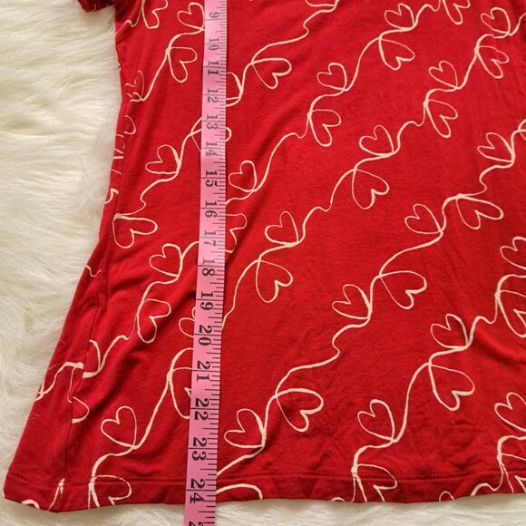 Apt 9 Soft Rayon Heart Print Short Sleeve Top Size XS - Picture 6 of 6